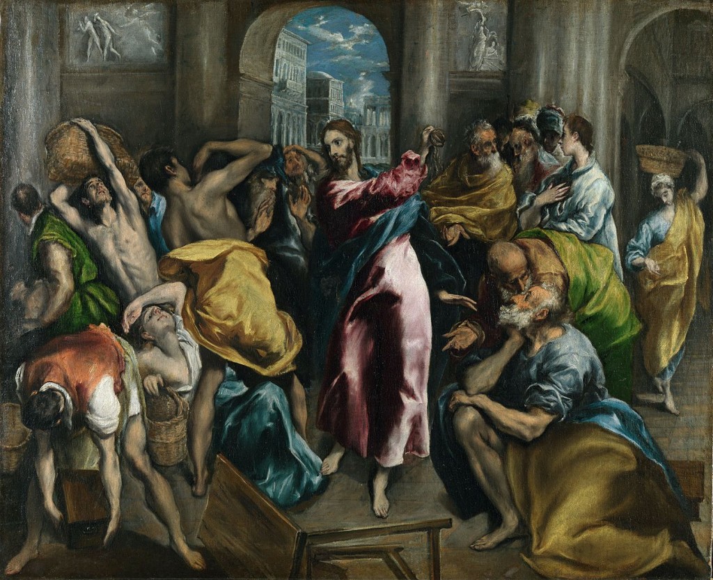 Jesucristo expulsa a los mercaderes del Templo, de El Greco, 1600.